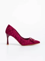Pantofi dama rosii cu toc din material textil Elsabeth