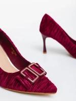 Pantofi dama rosii cu toc din material textil Elsabeth