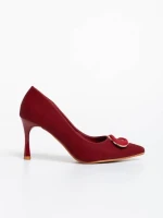 Pantofi dama grena cu toc din material textil Tacey