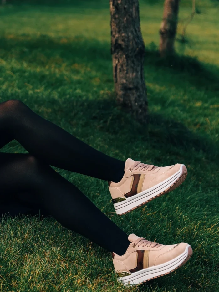 Pantofi sport dama roz din material textil Loraina