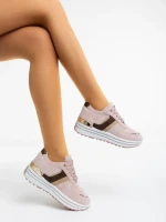 Pantofi sport dama roz din material textil Loraina