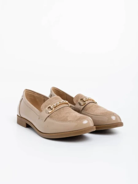 Mocasini dama khaki din piele ecologica lacuita Manon