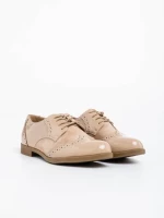 Pantofi casual dama bej din piele ecologica lacuita Mattea