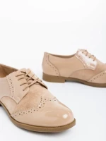 Pantofi casual dama bej din piele ecologica lacuita Mattea