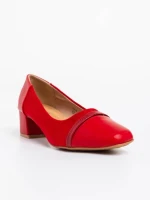 Pantofi dama rosii cu toc din piele ecologica Cherilyn
