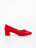 Pantofi dama rosii cu toc din piele ecologica Cherilyn