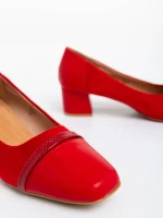 Pantofi dama rosii cu toc din piele ecologica Cherilyn