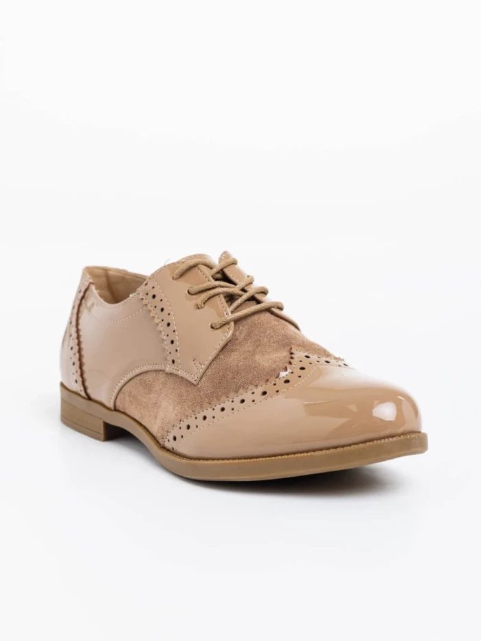 Pantofi casual dama khaki din piele ecologica lacuita Mattea