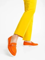 Mocasini dama portocalii din material textil Nineve