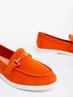 Mocasini dama portocalii din material textil Nineve