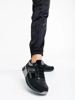 Pantofi sport dama negri din material textil si piele ecologica Ravenna