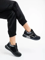 Pantofi sport dama negri din material textil si piele ecologica Ravenna