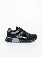 Pantofi sport dama negri din material textil si piele ecologica Ravenna