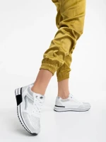 Pantofi sport dama albi din material textil si piele ecologica Ravenna