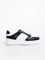 Pantofi sport dama alb cu negru din piele ecologica Rumeysa