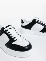 Pantofi sport dama alb cu negru din piele ecologica Rumeysa