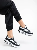 Pantofi sport dama negri cu alb din piele ecologica Rachana