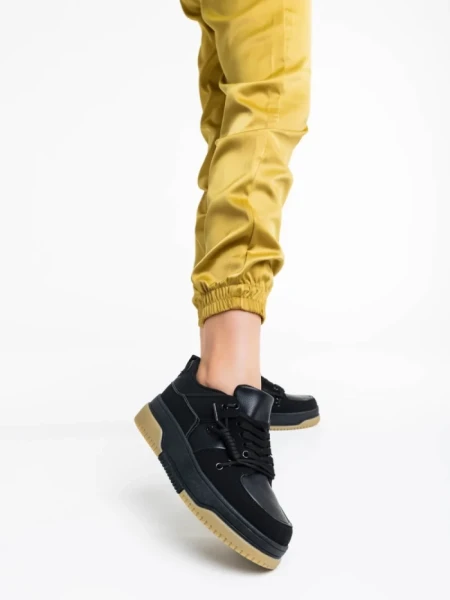 Pantofi sport dama negri din piele ecologica Rheia
