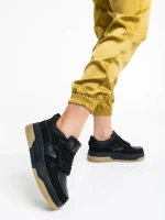 Pantofi sport dama negri din piele ecologica Rheia