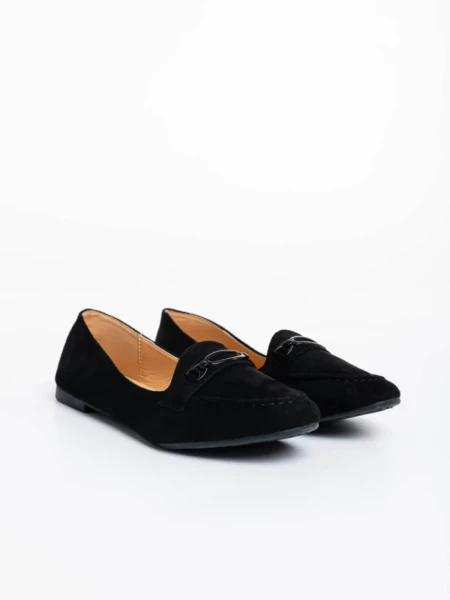 Mocasini dama negri din material textil Ritanya