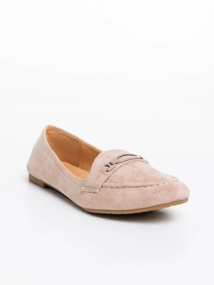 Mocasini dama bej din material textil Ritanya
