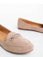 Mocasini dama bej din material textil Ritanya