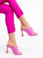 Saboti dama fucsia din piele ecologica si material textil Shamyla