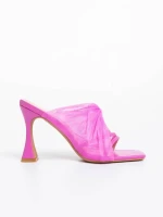 Saboti dama fucsia din piele ecologica si material textil Shamyla