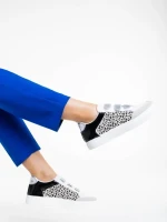 Pantofi sport dama albi cu leopard din piele ecologica Reiva