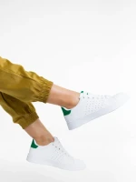 Pantofi sport dama albi cu verde din piele ecologica Rasine