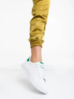 Pantofi sport dama albi cu verde din piele ecologica Rasine