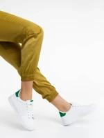 Pantofi sport dama albi cu verde din piele ecologica Rasine