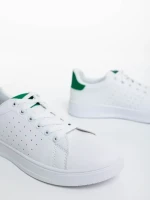 Pantofi sport dama albi cu verde din piele ecologica Rasine