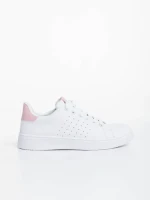 Pantofi sport dama albi cu roz din piele ecologica Rasine