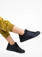 Pantofi sport dama negri din piele ecologica Rasine