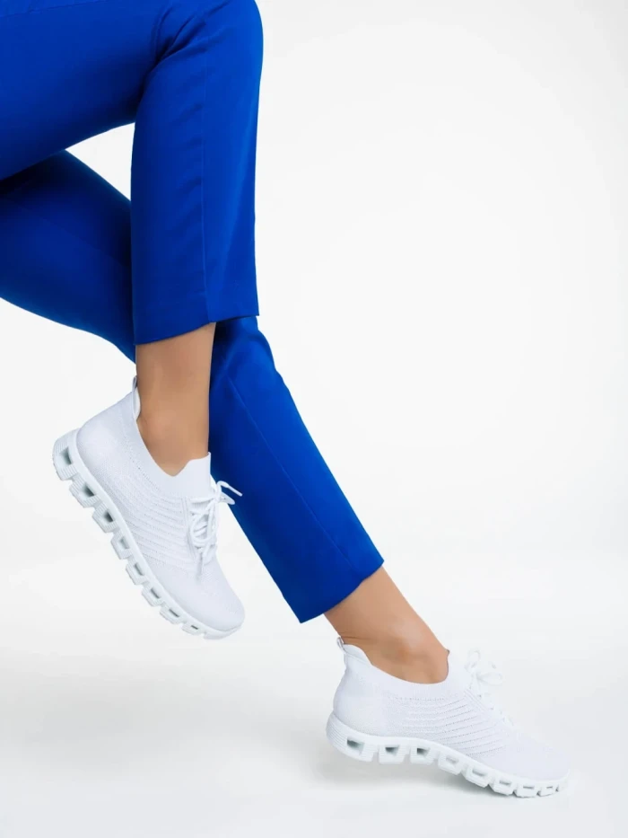 Pantofi sport dama albi din material textil Romeesa