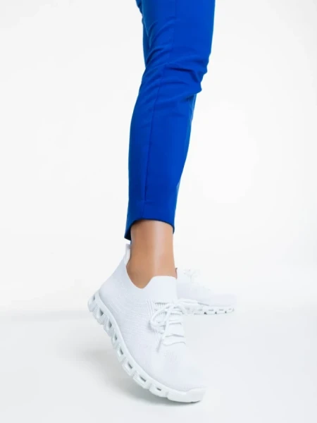 Pantofi sport dama albi din material textil Romeesa