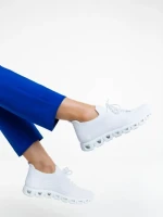 Pantofi sport dama albi din material textil Romeesa
