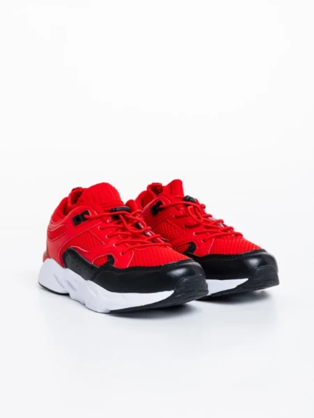 Pantofi sport copii rosii din piele ecologica Kaori