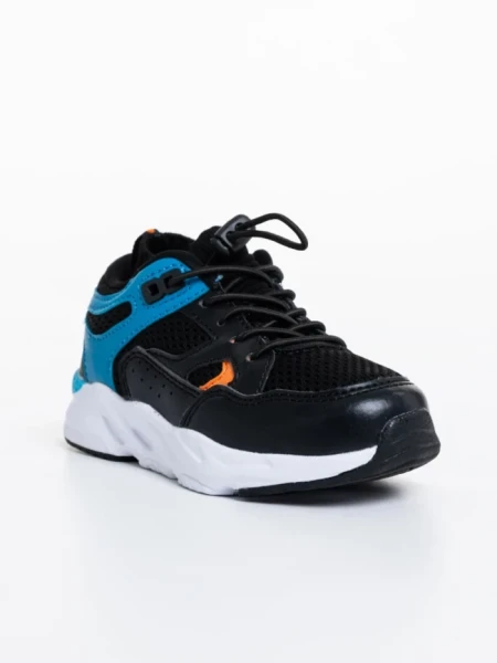 Pantofi sport copii negri din piele ecologica Kaori