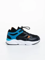 Pantofi sport copii negri din piele ecologica Kaori
