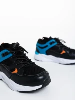Pantofi sport copii negri din piele ecologica Kaori