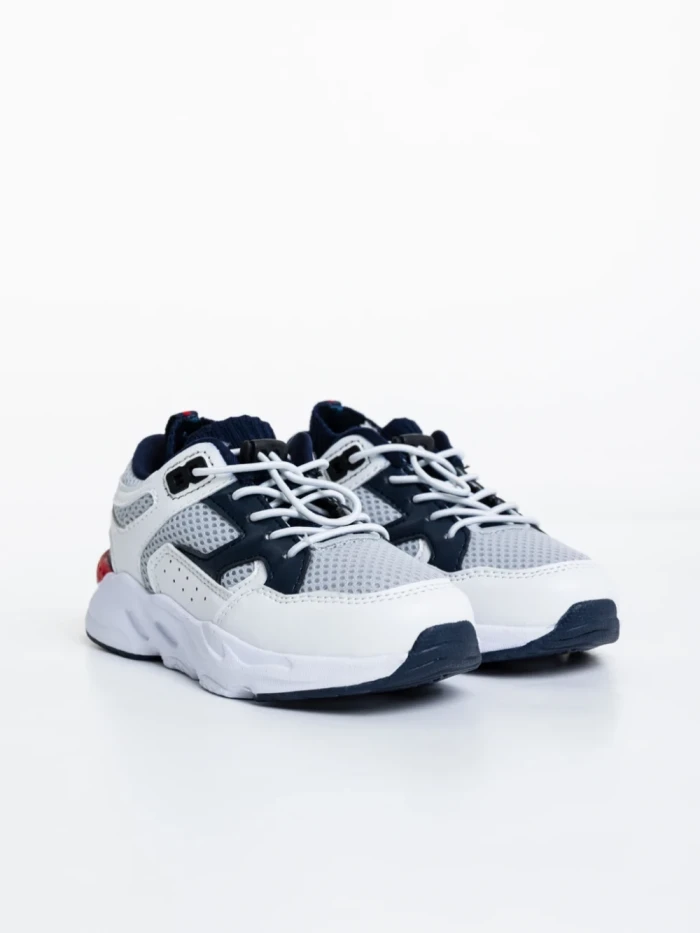 Pantofi sport copii albi din piele ecologica Kaori