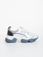 Pantofi sport dama albi cu gri din material textil Nalini