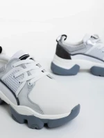 Pantofi sport dama albi cu gri din material textil Nalini