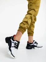Pantofi sport dama albi cu negru din material textil Nalini