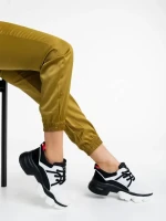 Pantofi sport dama albi cu negru din material textil Nalini