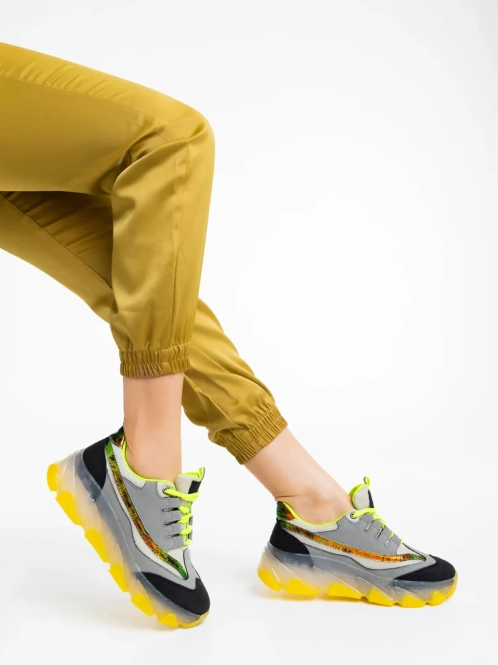 Pantofi sport dama gri din piele ecologica Amalia