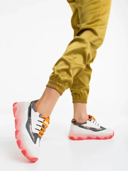 Pantofi sport dama albi din piele ecologica Amalia