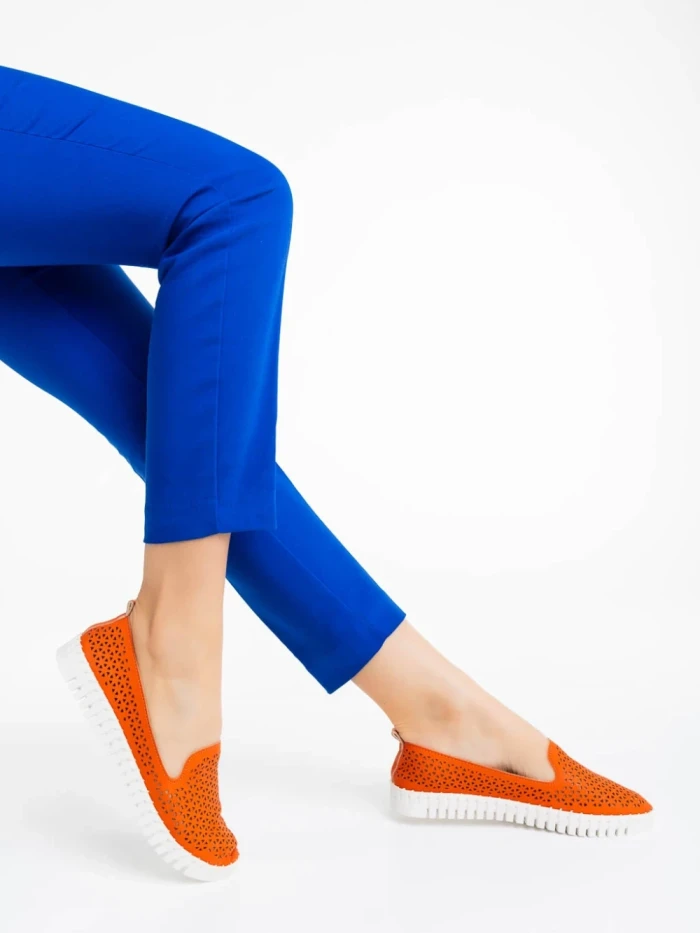 Espadrile dama portocalii din piele ecologica Luisa